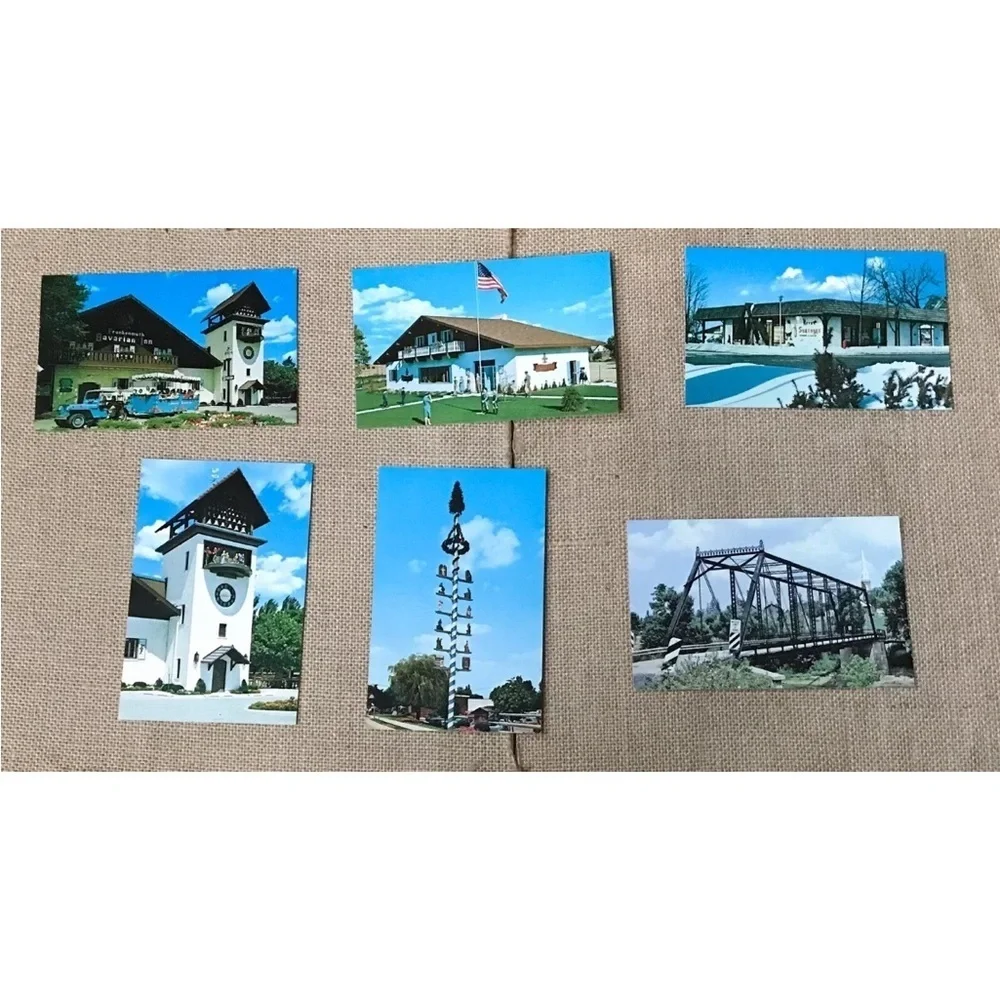 Vintage Postcard Lot Frankenmuth Michigan Maypole Glockenspiel Tower Framable